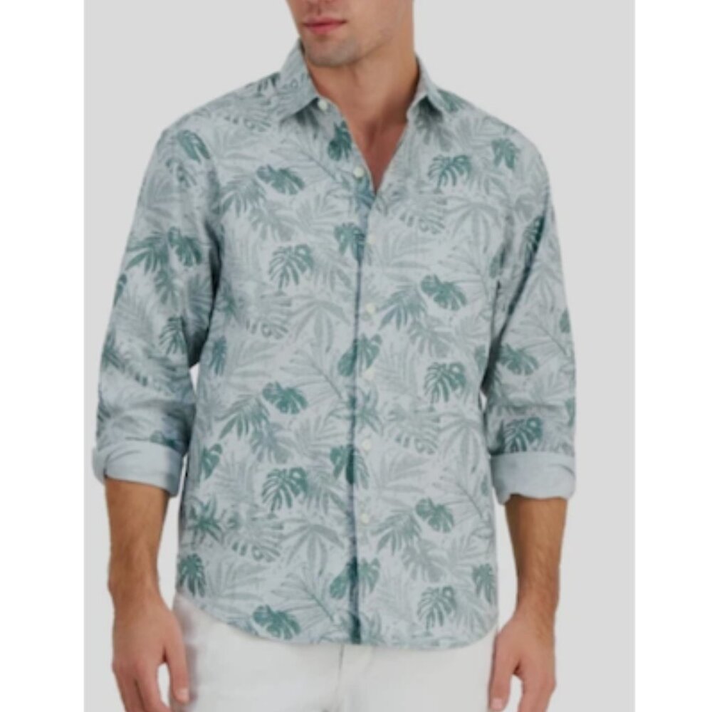 Tommy Bahama Mens Digital Palms Printed Shirt in Trout Size 3XL